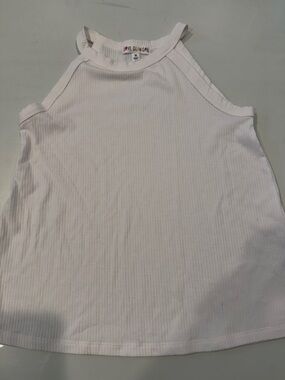 White Ribbed Halter Tank for Kids